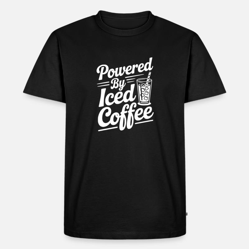 Angetrieben von Eiskaffee - Männer Premium Bio T-Shirt - Schwarz