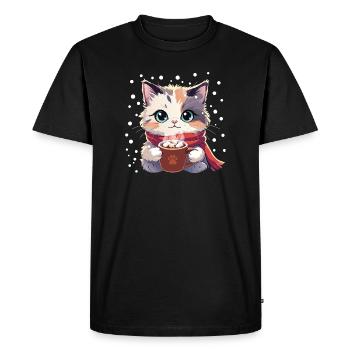 Chaton Douillet Hivernal - T-shirt Premium bio Homme - noir - Devant - Nico (187cm)