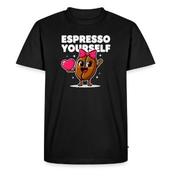 Espresso Yourself Cute Coffee Bean  - Men's Premium Organic T-Shirt - black - Front - Nico (187cm)