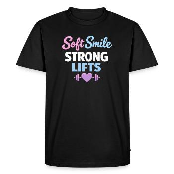 Anime Strong Girl Taking The Force In - Men's Premium Organic T-Shirt - black - Front - Nico (187cm)