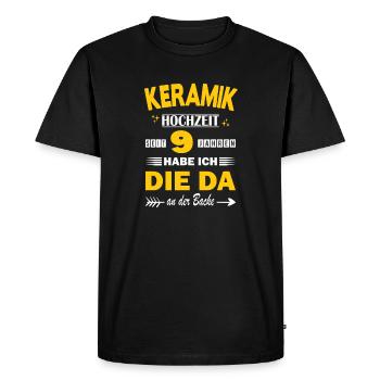 Mariage en céramique 9 anniversaires de mariage mari - T-shirt Premium bio Homme - noir - Devant - Nico (187cm)