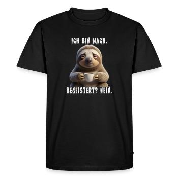 Je suis réveillée, enthousiaste, sans drôle, je dis - T-shirt Premium bio Homme - noir - Devant - Nico (187cm)