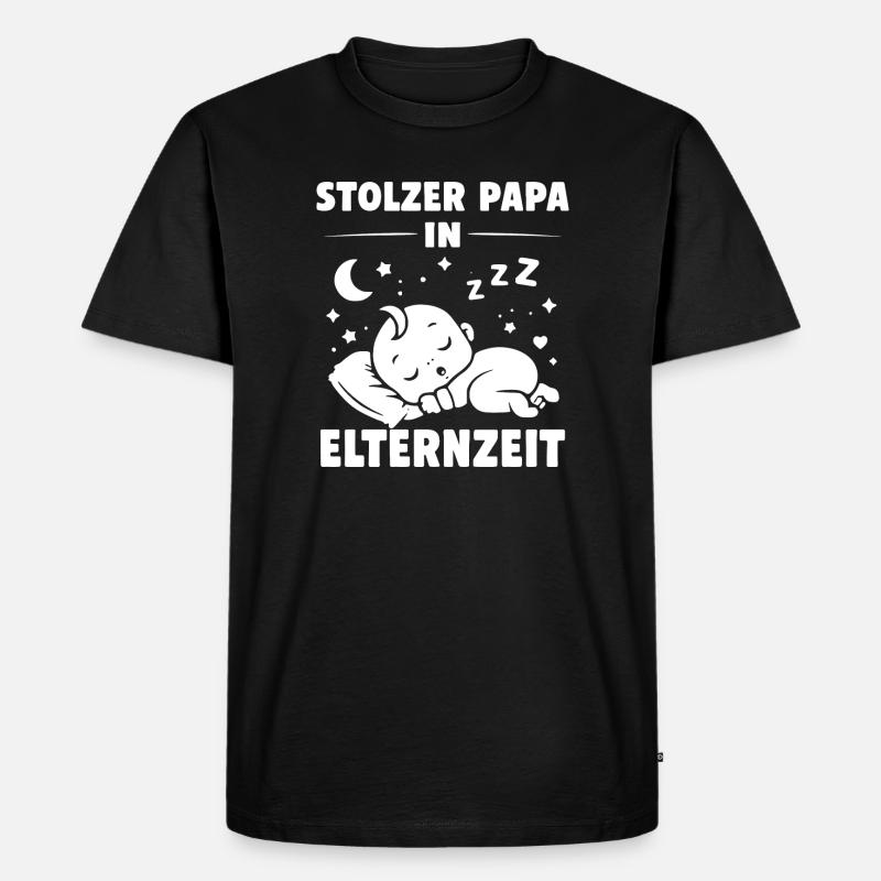 Stolzer Papa in Elternzeit - Männer Premium Bio T-Shirt - Schwarz