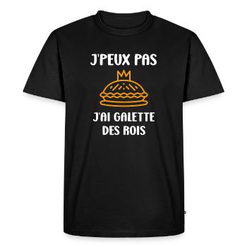 Humour galette des rois - T-shirt Premium bio Homme - noir - Devant - Nico (187cm)