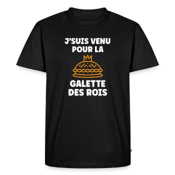 Humour galette des rois - T-shirt Premium bio Homme - noir - Devant - Nico (187cm)