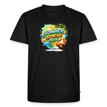 Logo des Jeux d’été 2026 des Tropics - T-shirt Premium bio Homme - noir - Devant - Nico (187cm)