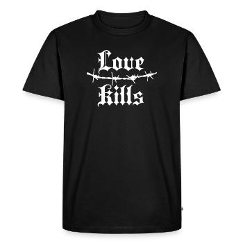 Typographie du fil barbelé gothique - T-shirt Premium bio Homme - noir - Devant - Nico (187cm)