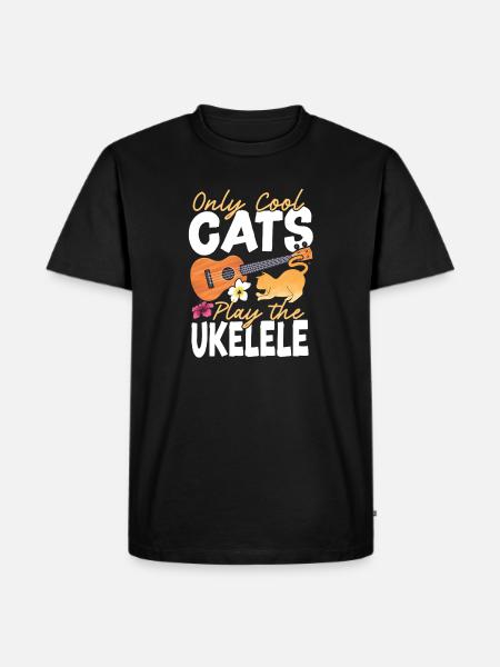 Hawaiian Ukulele Uke Cat Only Cool - Männer Premium Bio T-Shirt - Schwarz