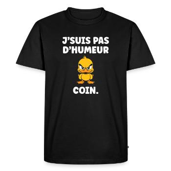 I'm not in the mood, Corner – Grumpy Duck - Men's Premium Organic T-Shirt - black - Front - Nico (187cm)