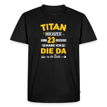 Titanium Wedding 23rd Wedding Anniversary Husband - Men's Premium Organic T-Shirt - black - Front - Nico (187cm)