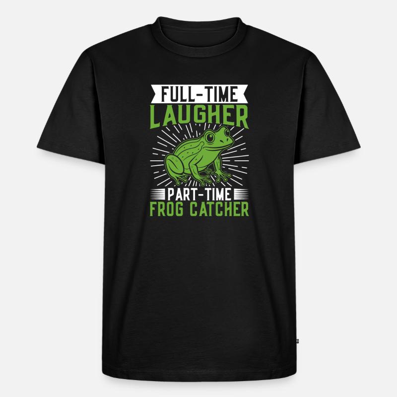 Frog Catcher Full-Time Laugher Frog - Männer Premium Bio T-Shirt - Schwarz