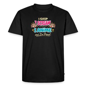 Une fangirl d’anime crie la réaction de l’anime - T-shirt Premium bio Homme - noir - Devant - Nico (187cm)