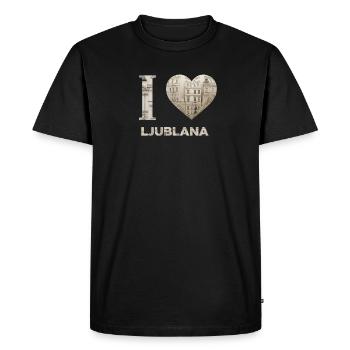 J’adore Ljubljana – Design architectural urbain - T-shirt Premium bio Homme - noir - Devant - Nico (187cm)