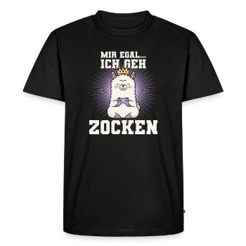 gamen - Je m’en fiche, je vais jouer - T-shirt Premium bio Homme - noir - Devant - Nico (187cm)