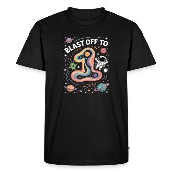 Départ dans l’espace, fête d’anniversaire des enfants - T-shirt Premium bio Homme - noir - Devant - Nico (187cm)