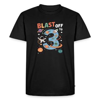 Départ dans l’espace, fête d’anniversaire des enfants pour 3e anniversaire - T-shirt Premium bio Homme - noir - Devant - Nico (187cm)