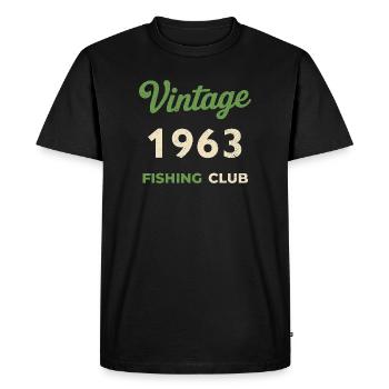 Vintage 1963 – Fishing Club Retro Birth Year - Men's Premium Organic T-Shirt - black - Front - Nico (187cm)