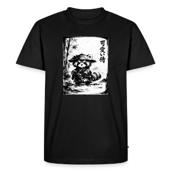 Samurai Roter Panda Sumi-e Tuschezeichnung - Männer Premium Bio T-Shirt - Schwarz - Vorne - Nico (187cm)