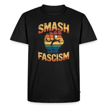 Smash Fascism - Antifascist Tee - Men's Premium Organic T-Shirt - black - Front - Nico (187cm)