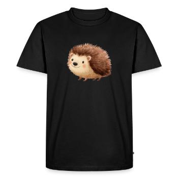 Cute Hedgehog – Childish and Charming Drawing - Men's Premium Organic T-Shirt - black - Front - Nico (187cm)