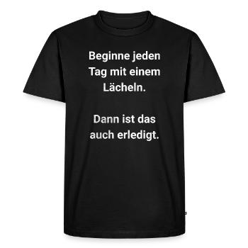 Commencez chaque journée avec un sourire - T-shirt Premium bio Homme - noir - Devant - Nico (187cm)