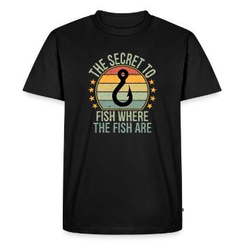 Le secret pour pêcher les poissons Là où se trouvent les poissons - T-shirt Premium bio Homme - noir - Devant - Nico (187cm)