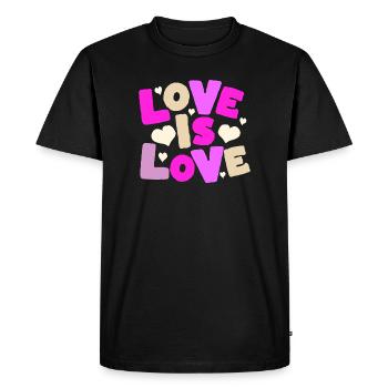 Love Is Love – Colorful Heart Statement - Men's Premium Organic T-Shirt - black - Front - Nico (187cm)