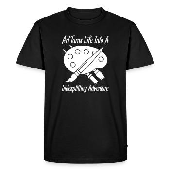 Peintre d’art drôle dessinant une aventure à la fête - T-shirt Premium bio Homme - noir - Devant - Nico (187cm)