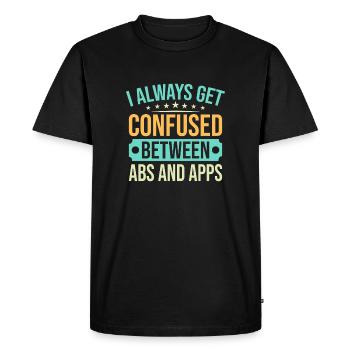 Les passionnés de fitness sont confus entre ABS et applications - T-shirt Premium bio Homme - noir - Devant - Nico (187cm)