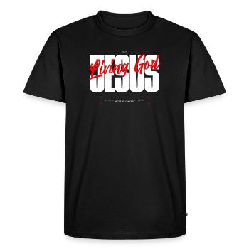Typographie du Dieu vivant Tee - T-shirt Premium bio Homme - noir - Devant - Nico (187cm)