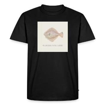 Flounder Full of Love – Sweet Fish Saying - Men's Premium Organic T-Shirt - black - Front - Nico (187cm)