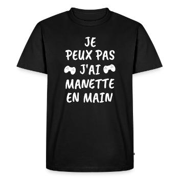 Manette en Main Humour Gamer - T-shirt Premium bio Homme - noir - Devant - Nico (187cm)