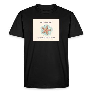 Naked on the beach – Funny starfish saying - Men's Premium Organic T-Shirt - black - Front - Nico (187cm)
