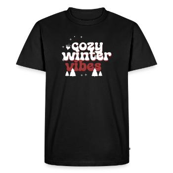 Cozy Winter Vibes Puffy Text - Men's Premium Organic T-Shirt - black - Front - Nico (187cm)