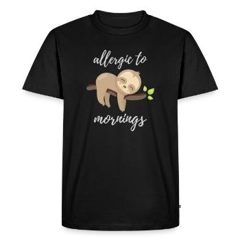 Allergique aux matins - T-shirt Premium bio Homme - noir - Devant - Nico (187cm)