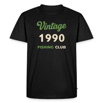 Vintage 1990 – Fishing Club Retro Birth Year - Men's Premium Organic T-Shirt - black - Front - Nico (187cm)
