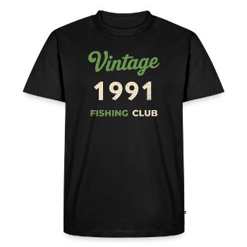 Millésime 1991 – Année de naissance rétro du club de pêche - T-shirt Premium bio Homme - noir - Devant - Nico (187cm)