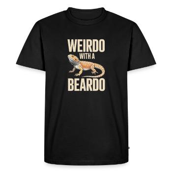 Weirdo with a Beardo Gecko - Men's Premium Organic T-Shirt - black - Front - Nico (187cm)