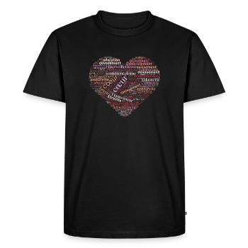 Coeur de mots amoureux - T-shirt Premium bio Homme - noir - Devant - Nico (187cm)