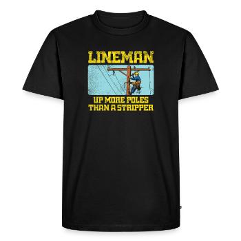 Lineman monte plus de perches qu’un design de strip-teaseur - T-shirt Premium bio Homme - noir - Devant - Nico (187cm)