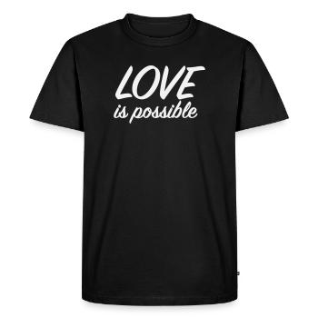 L’amour est possible - Scénario romantique minimaliste - T-shirt Premium bio Homme - noir - Devant - Nico (187cm)