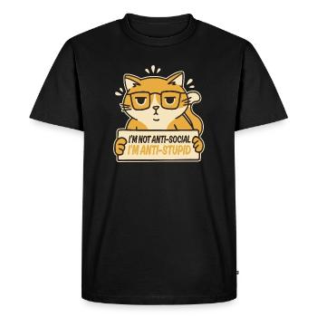 I'm Not Anti-social I'm Anti-stupid - Men's Premium Organic T-Shirt - black - Front - Nico (187cm)
