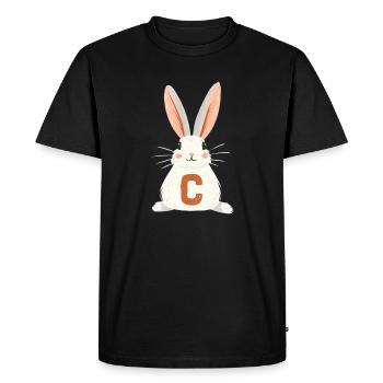 C - Lettre - Lapin - Personnalisable - T-shirt Premium bio Homme - noir - Devant - Nico (187cm)