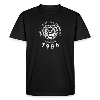40th birthday Wild, free, untamed since 01/1986 - Men's Premium Organic T-Shirt - black - Front - Nico (187cm)