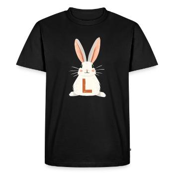 L-Lettre - Lapin - Personnalisable - T-shirt Premium bio Homme - noir - Devant - Nico (187cm)