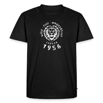 70th birthday Wild, free, untamed since 01/1956 - Men's Premium Organic T-Shirt - black - Front - Nico (187cm)