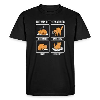 Chat drôle La Voie du Guerrier Samouraï Orange - T-shirt Premium bio Homme - noir - Devant - Nico (187cm)