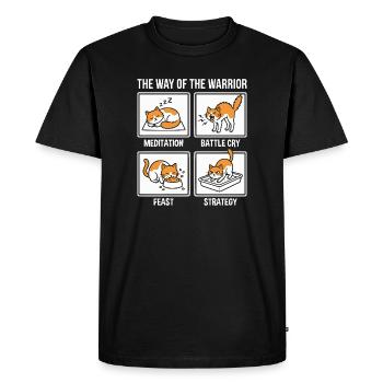 Chat drôle La Voie du Guerrier Samouraï Orange - T-shirt Premium bio Homme - noir - Devant - Nico (187cm)