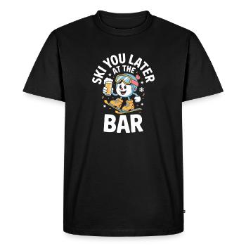 Skier plus tard au bar après ski bar - T-shirt Premium bio Homme - noir - Devant - Nico (187cm)
