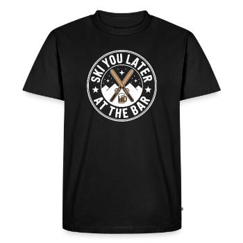 Skier plus tard au bar après ski bar - T-shirt Premium bio Homme - noir - Devant - Nico (187cm)
